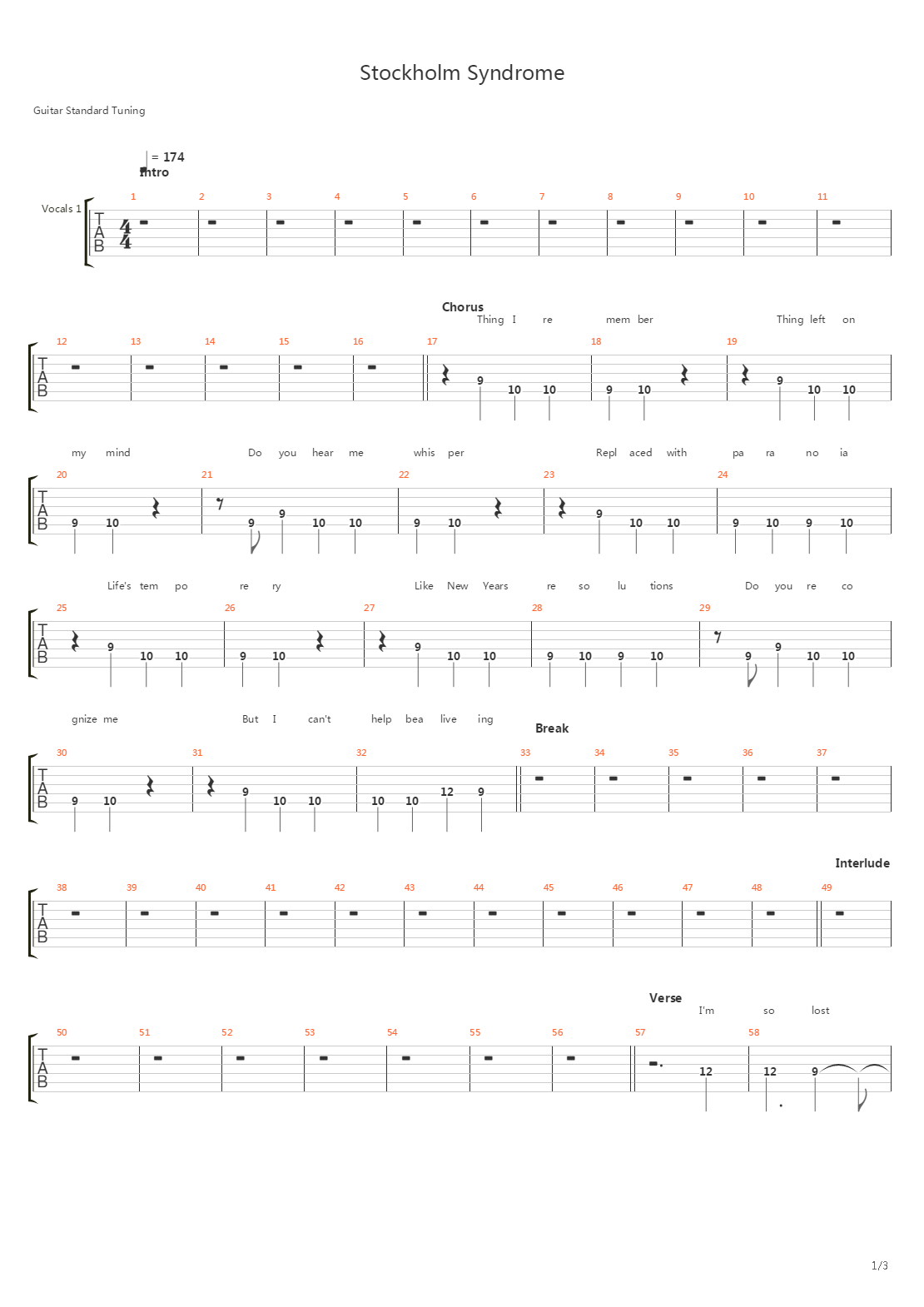 Stockholm Syndrome吉他谱