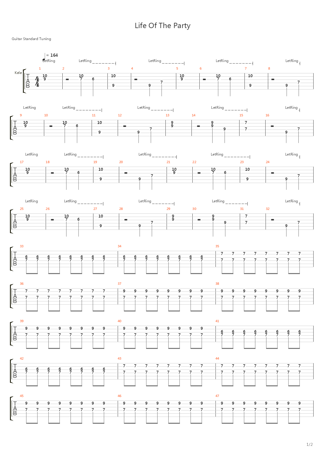 Life Of The Party吉他谱