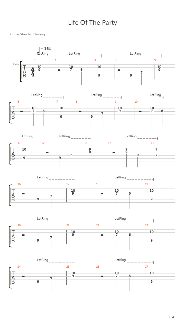 Life Of The Party吉他谱