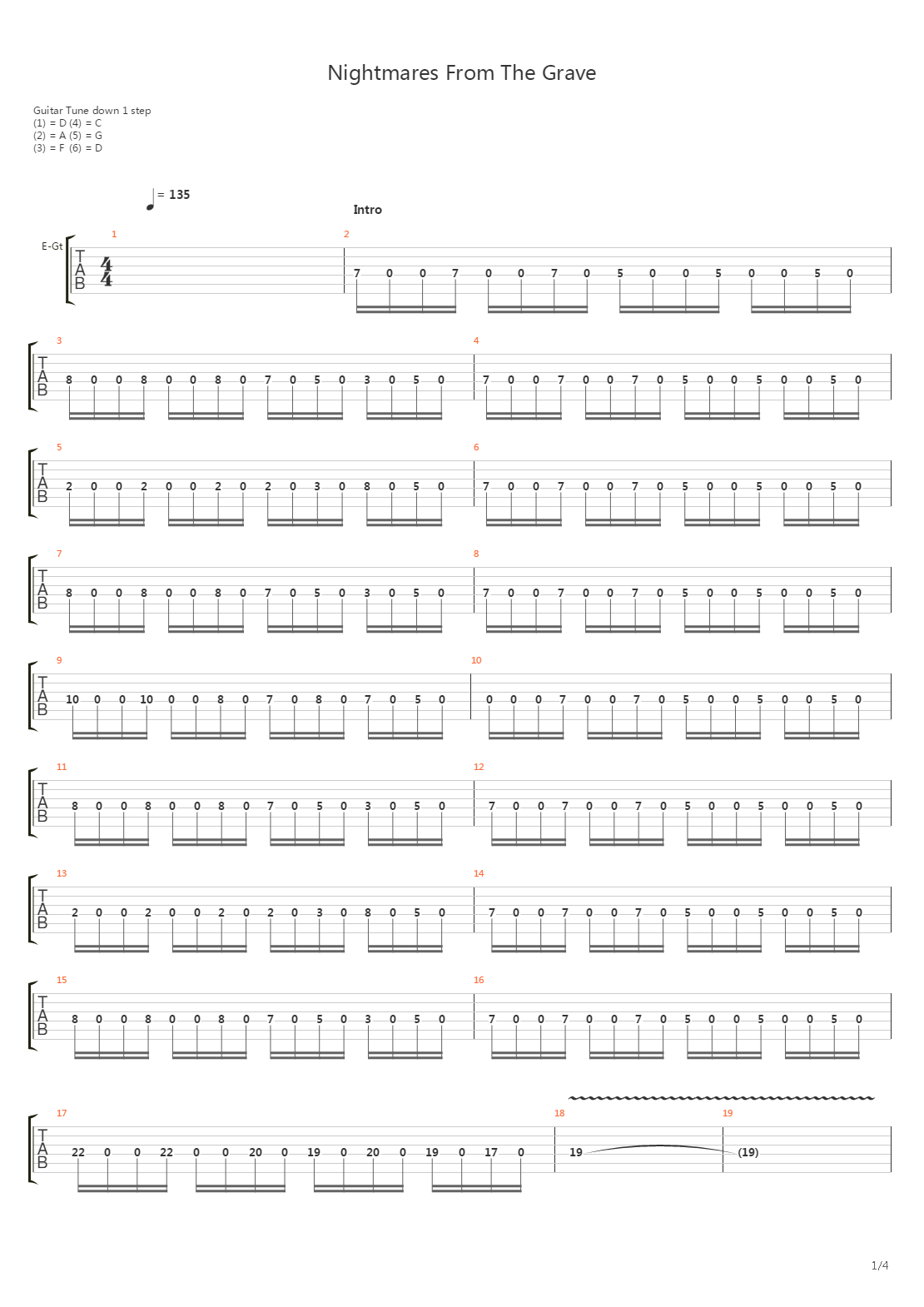 Nightmares From The Grave吉他谱