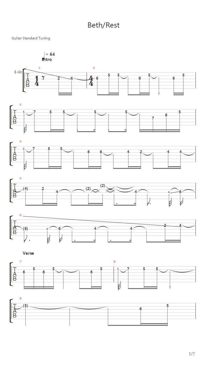 Beth Rest吉他谱