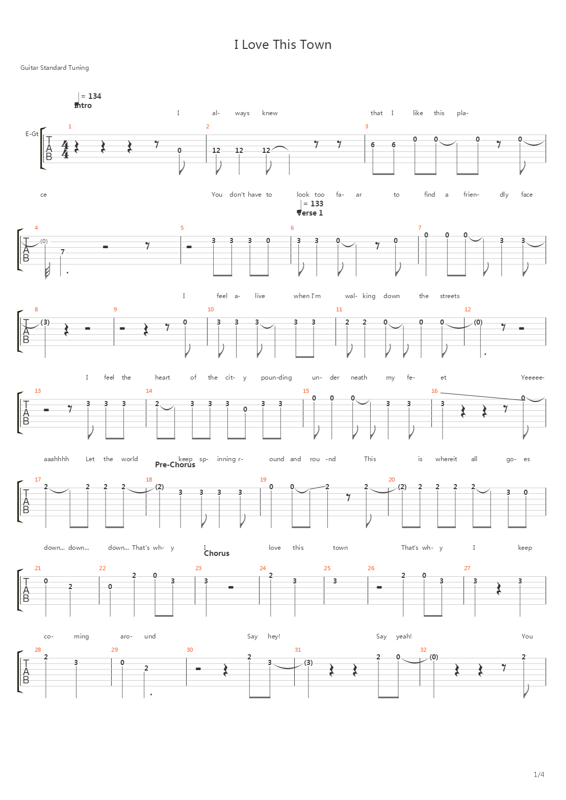I Love This Town吉他谱