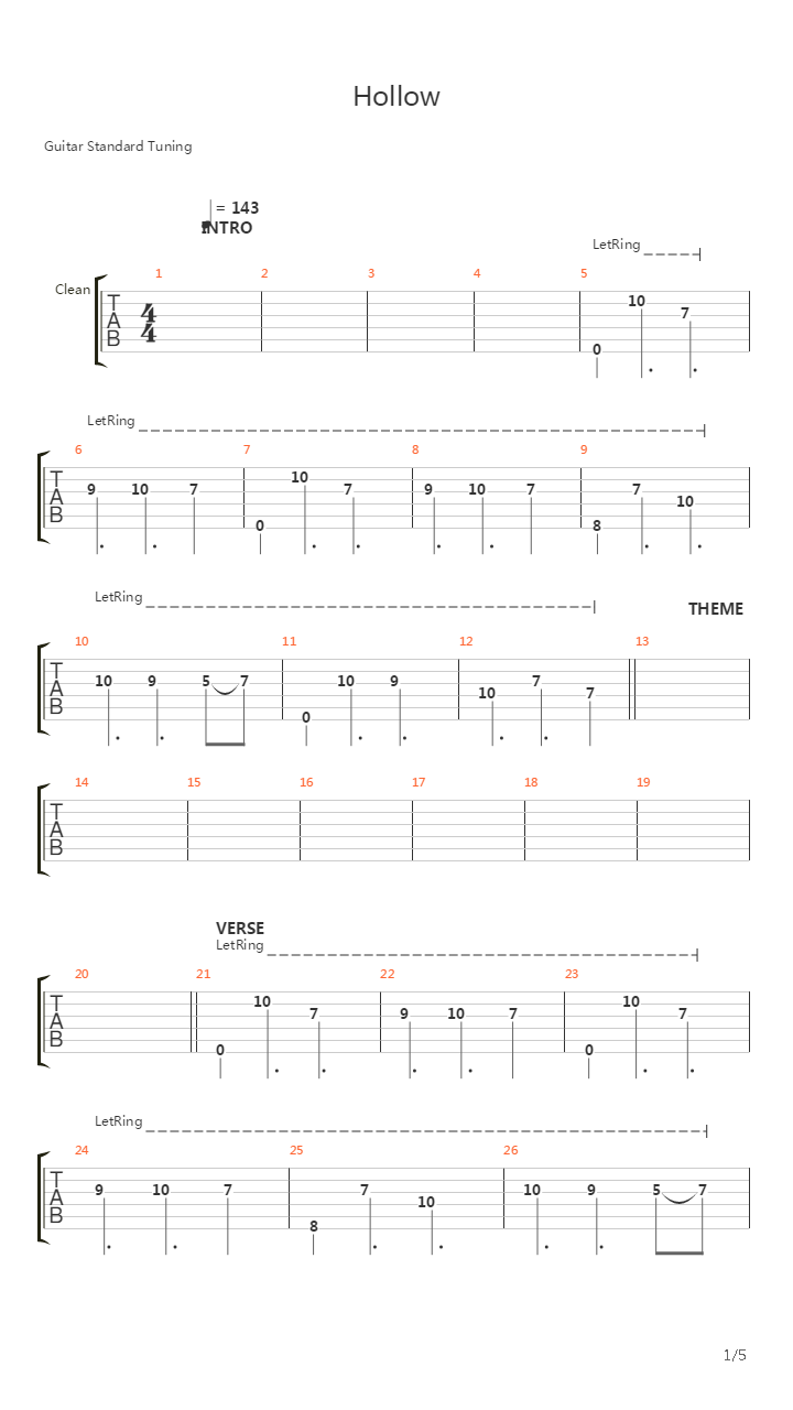 Hollow吉他谱