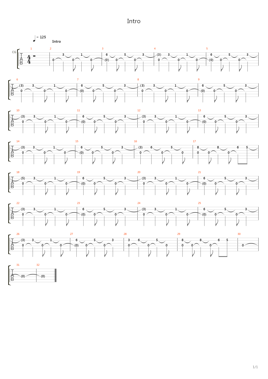 Intro吉他谱