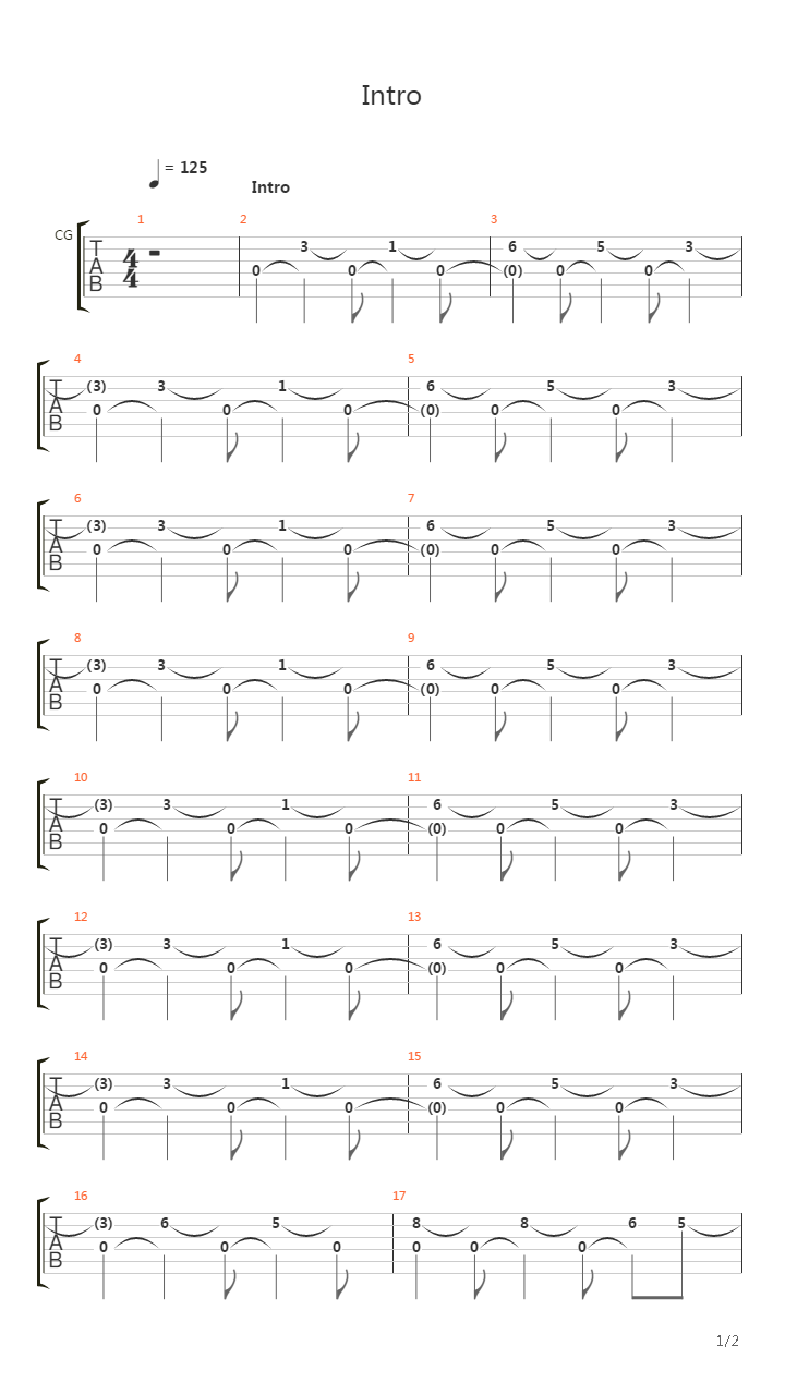 Intro吉他谱