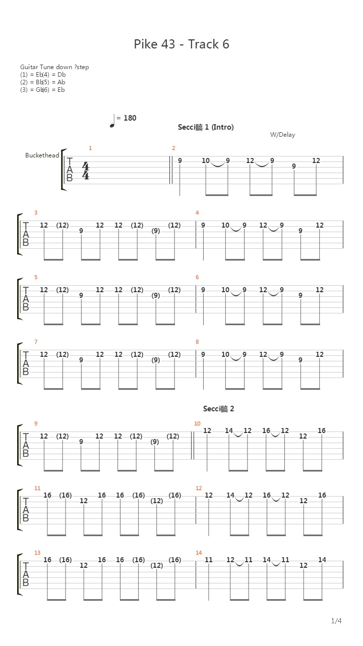 Pike 43 - Track 6吉他谱