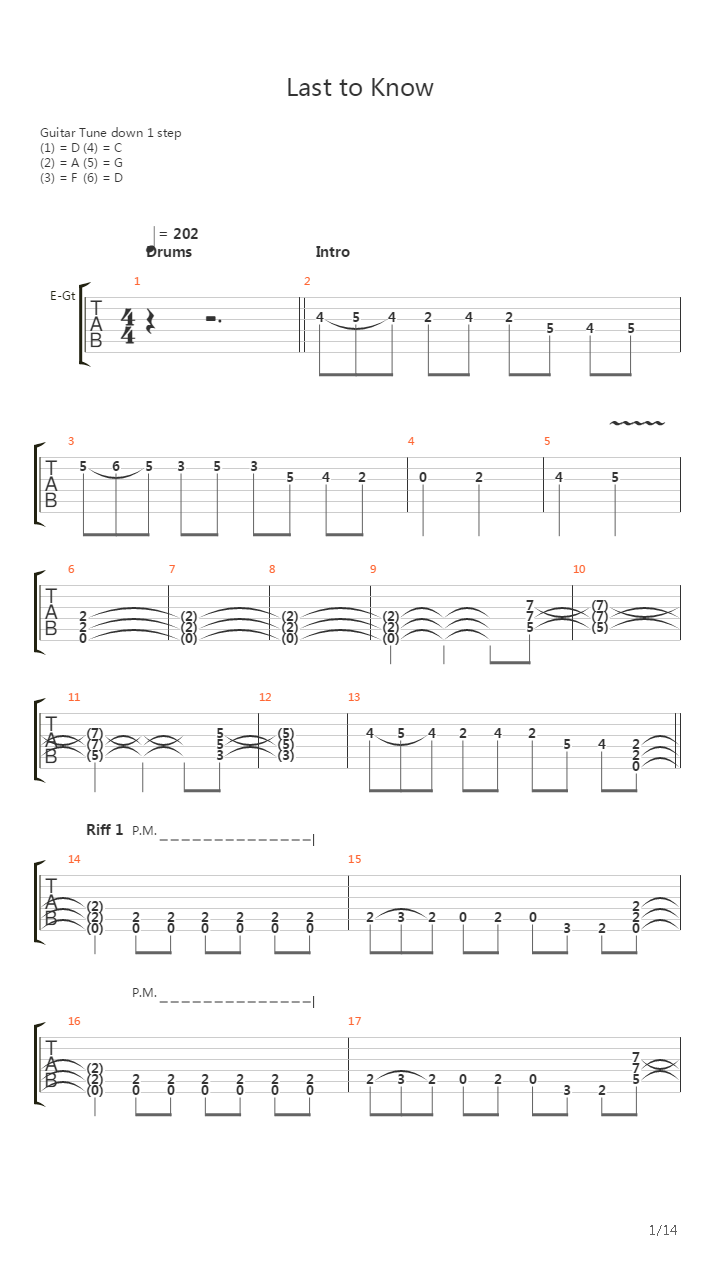 Last To Know吉他谱