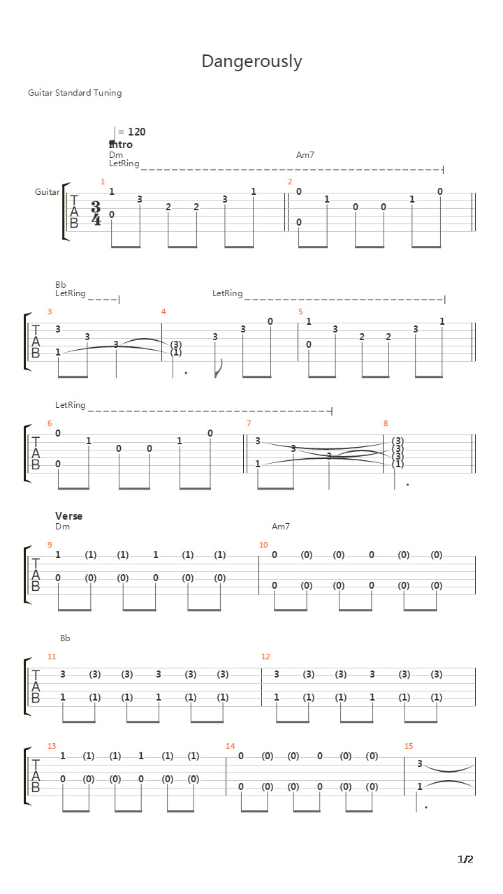 Dangerously吉他谱