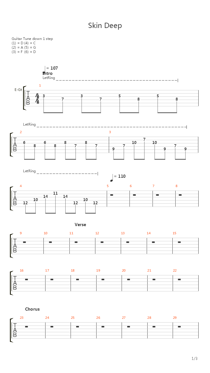 Skin Deep吉他谱
