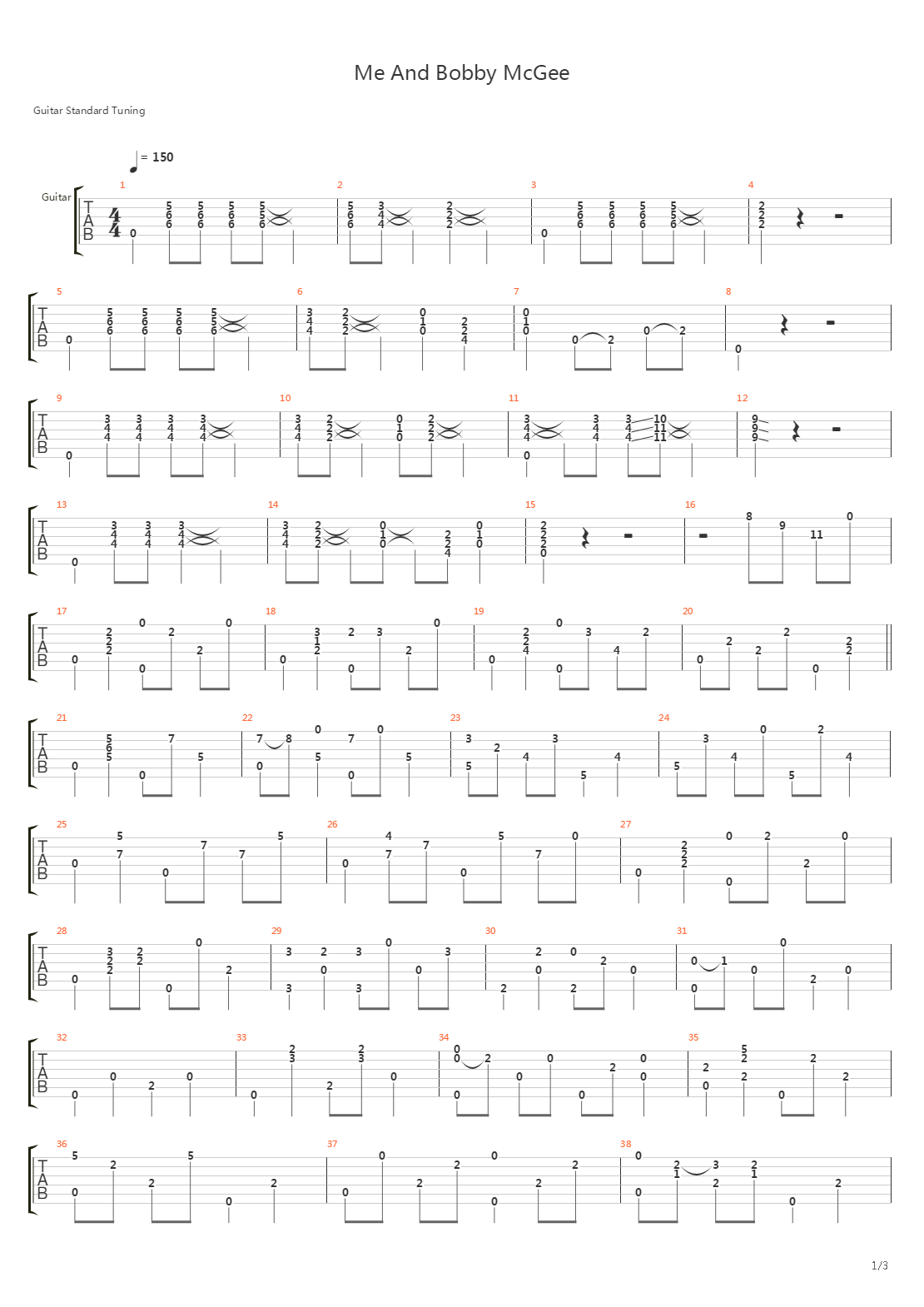 Me And Bobby Mcgee吉他谱
