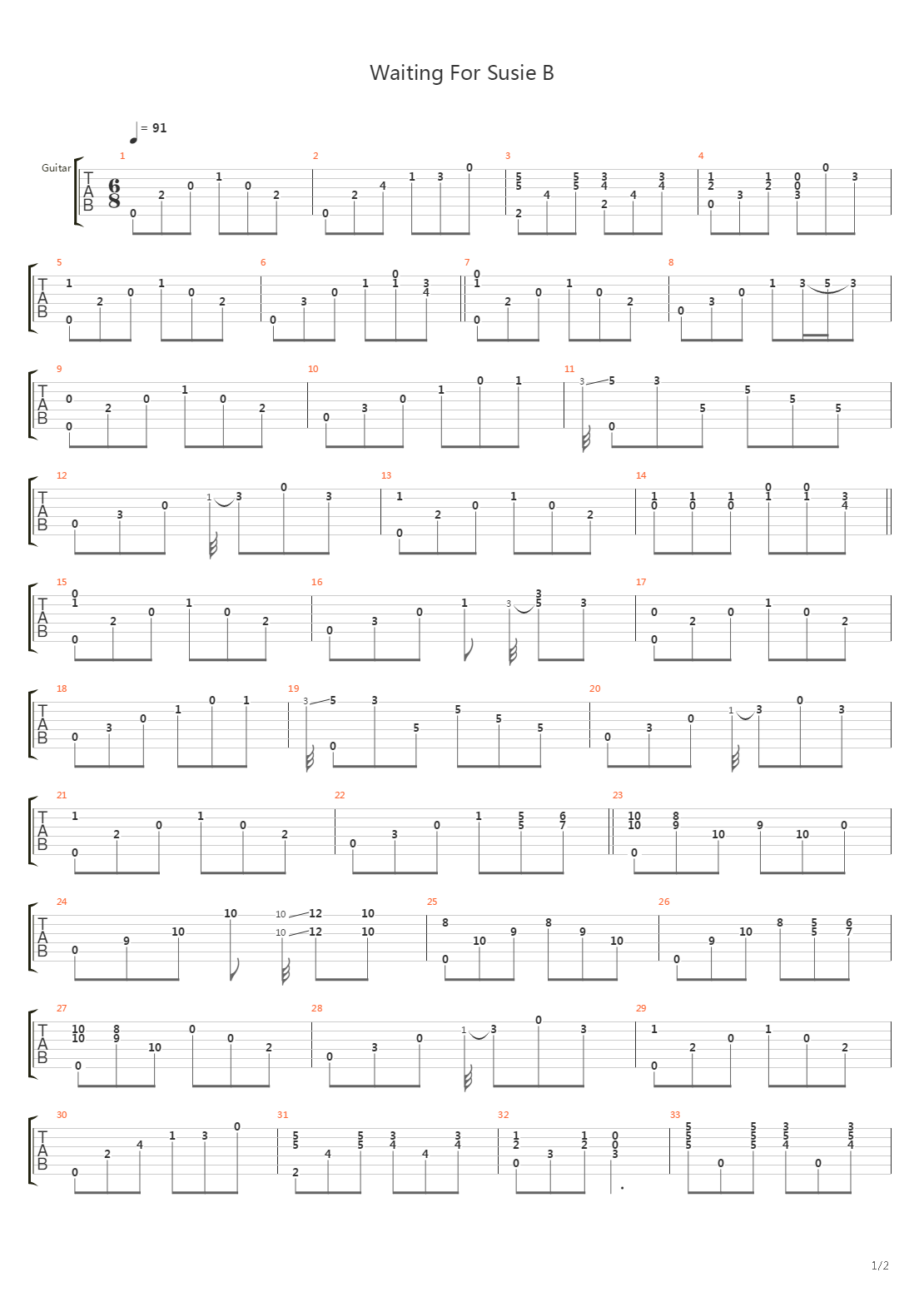 Waiting For Susie B吉他谱