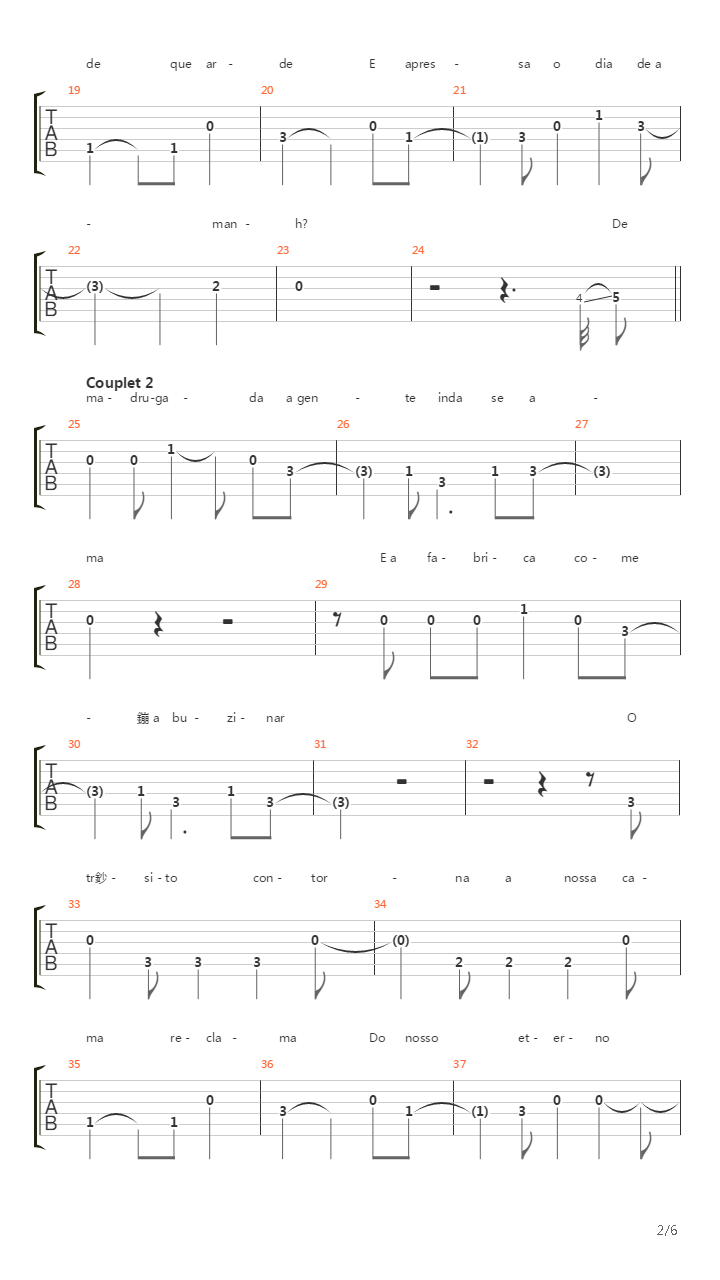 Samba E Amor吉他谱