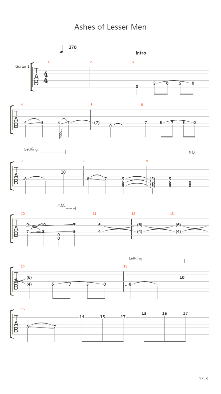 Ashes Of Lesser Men吉他谱
