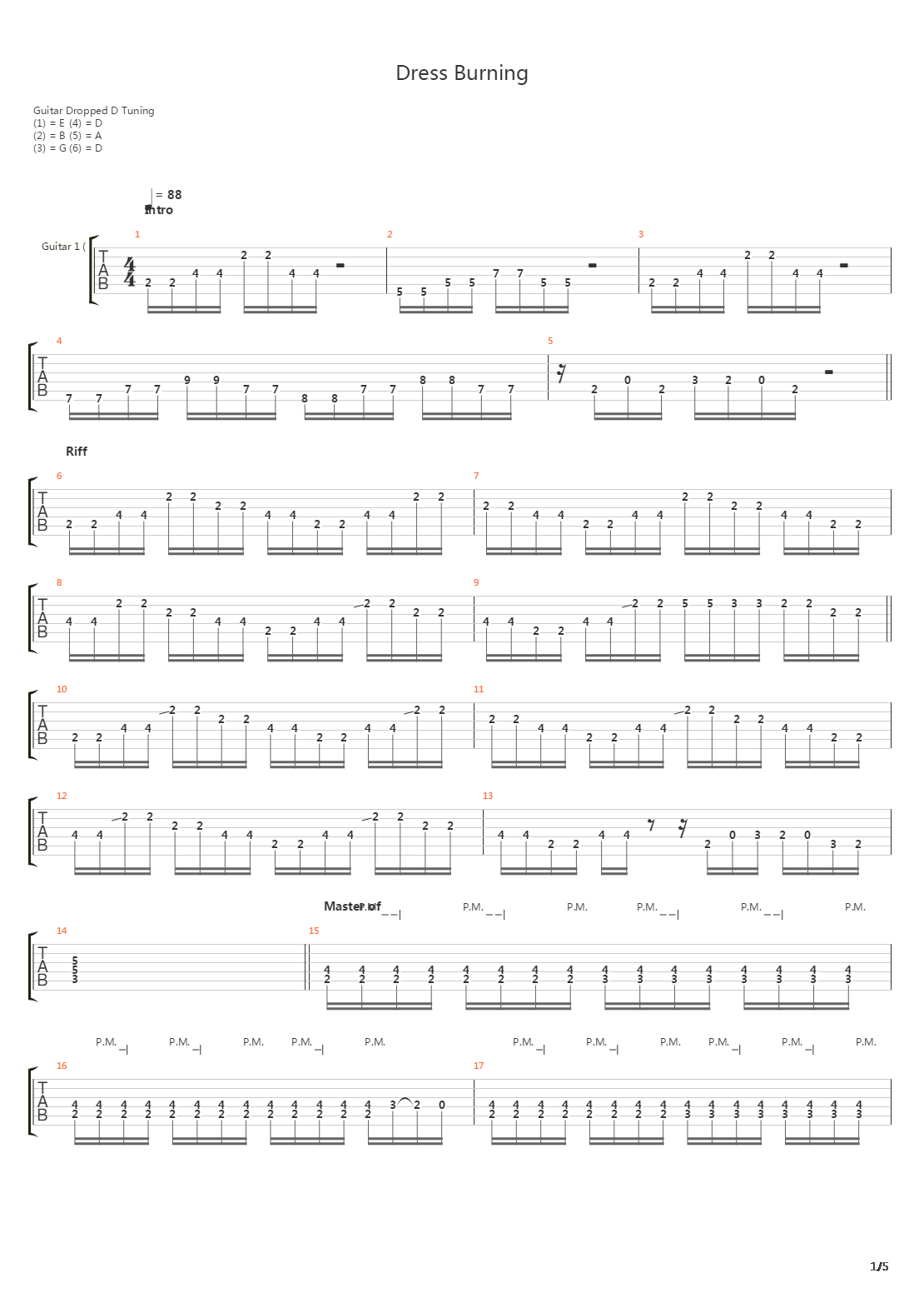Dress Burning吉他谱