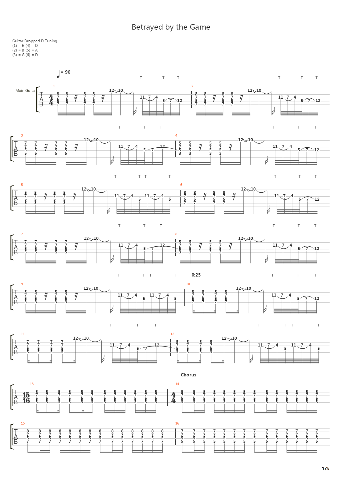 Betrayed By The Game吉他谱
