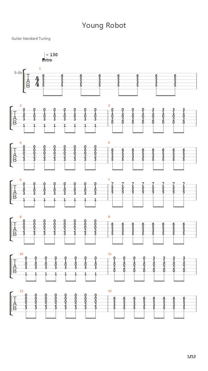 Young Robot吉他谱