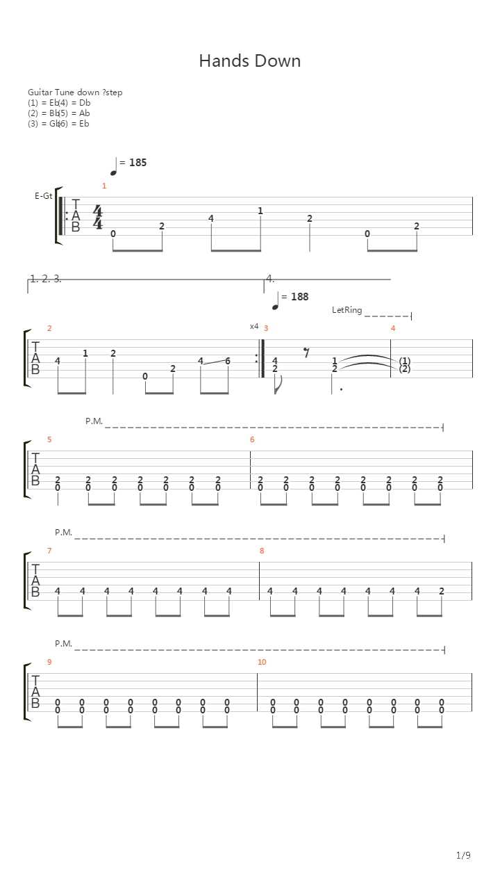 Hands Down吉他谱