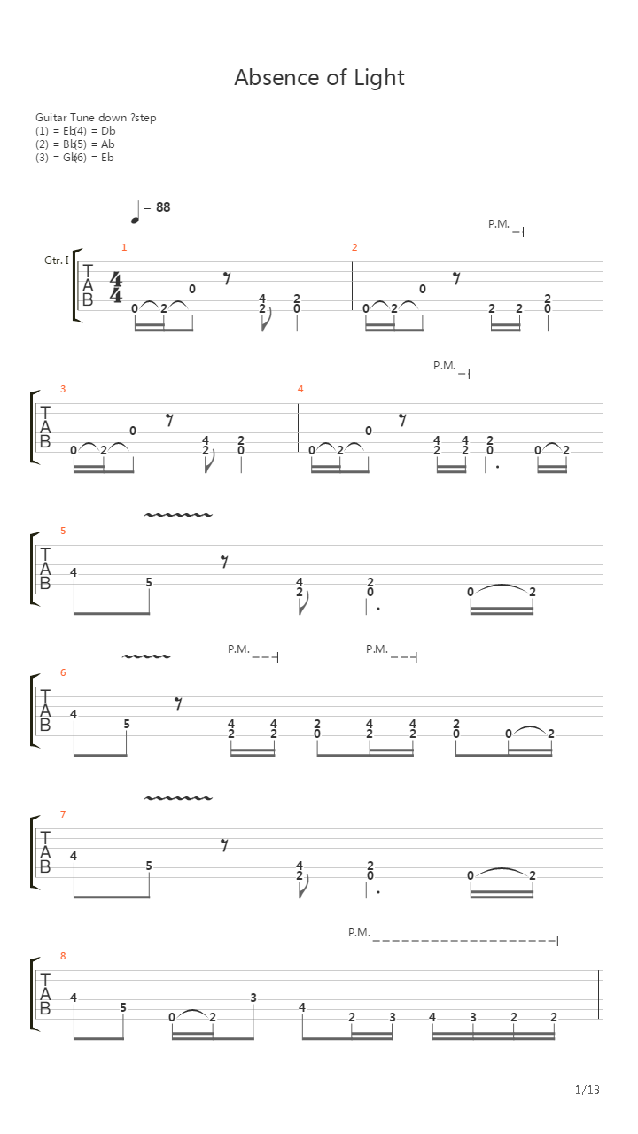 Absence Of Light吉他谱