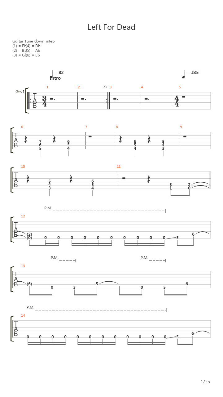 Left For Dead吉他谱