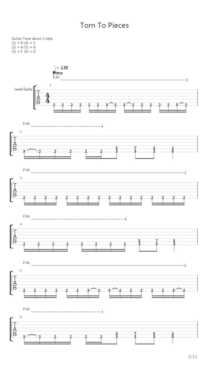 Torn To Pieces吉他谱