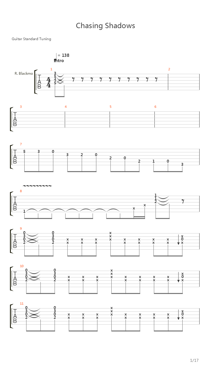 Chasing Shadows吉他谱