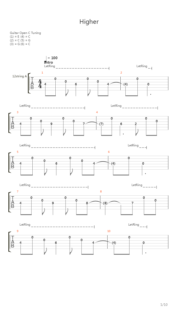 Higher吉他谱