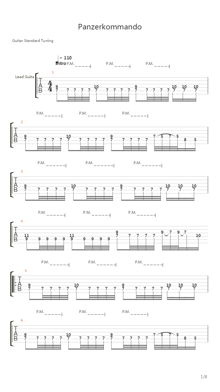 Panzerkommando吉他谱