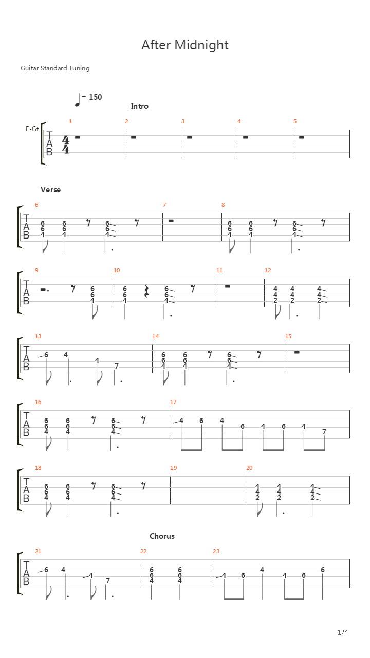 After Midnight吉他谱