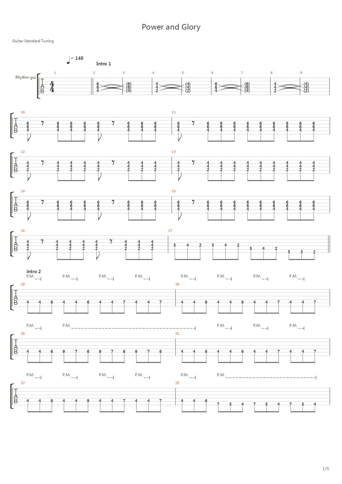 Power And Glory吉他谱
