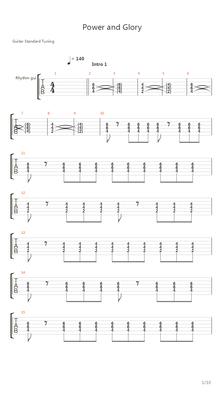 Power And Glory吉他谱