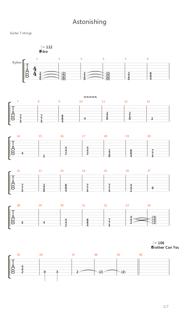 Astonishing吉他谱