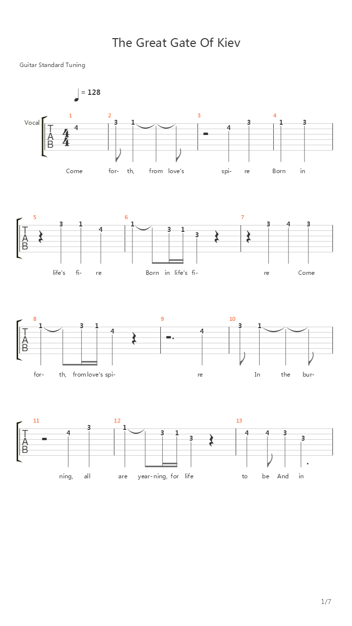 The Great Gates Of Kiev吉他谱