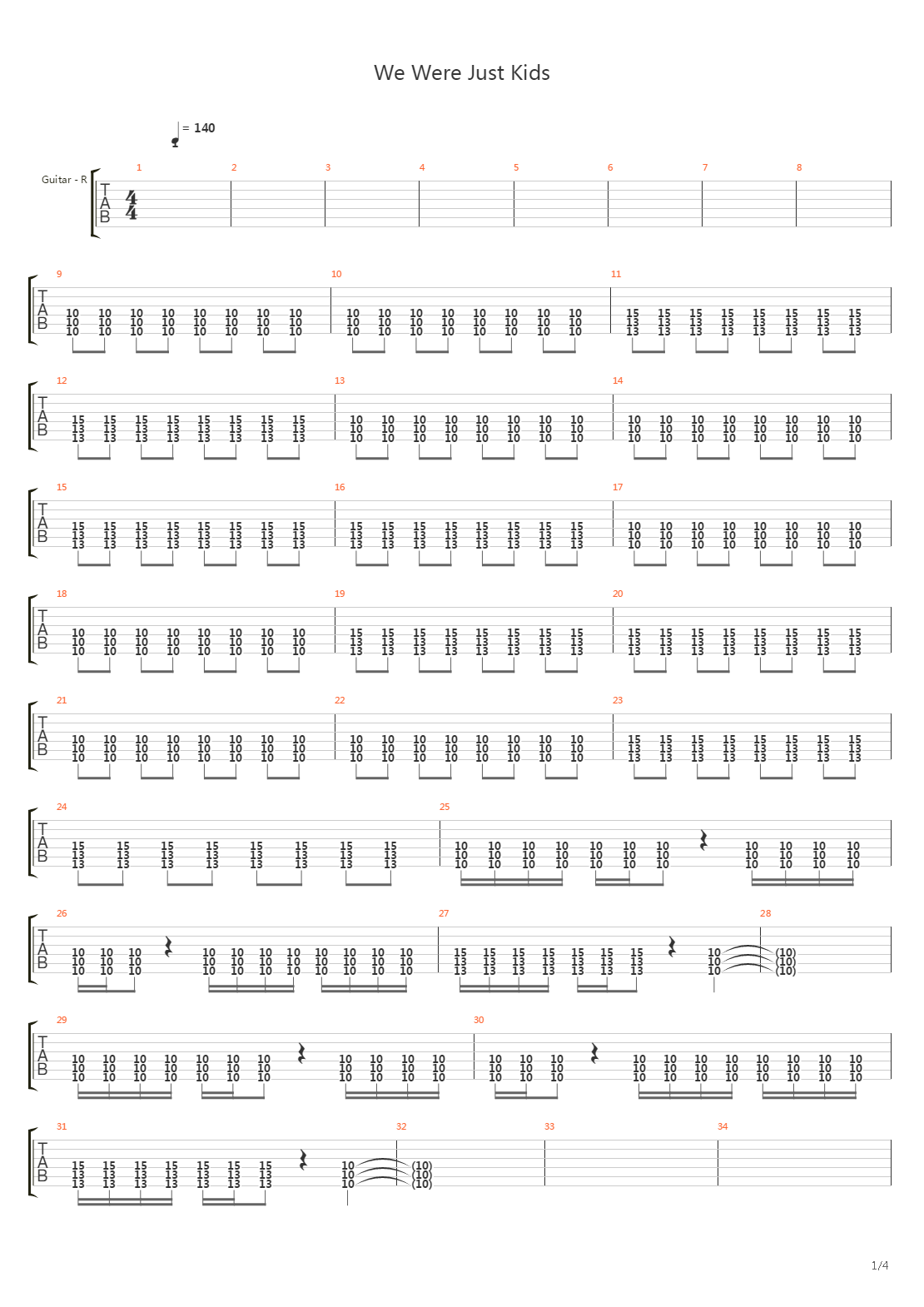 We Were Just Kids吉他谱