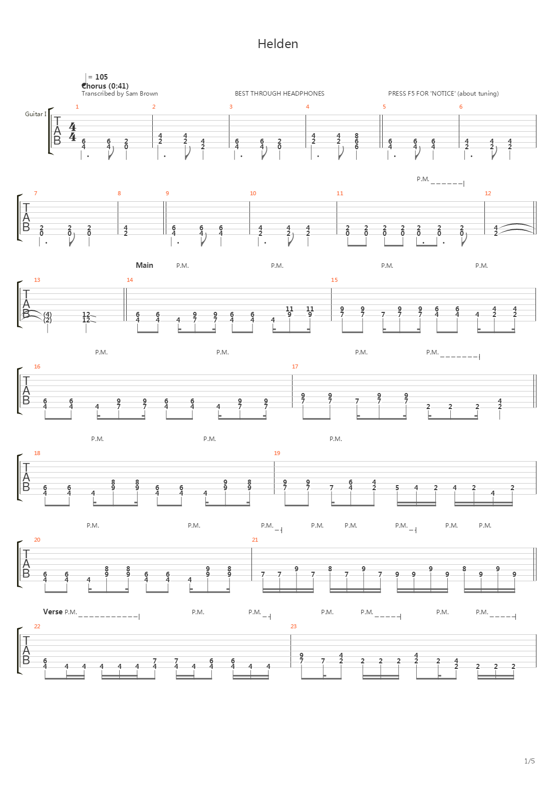 Helden吉他谱