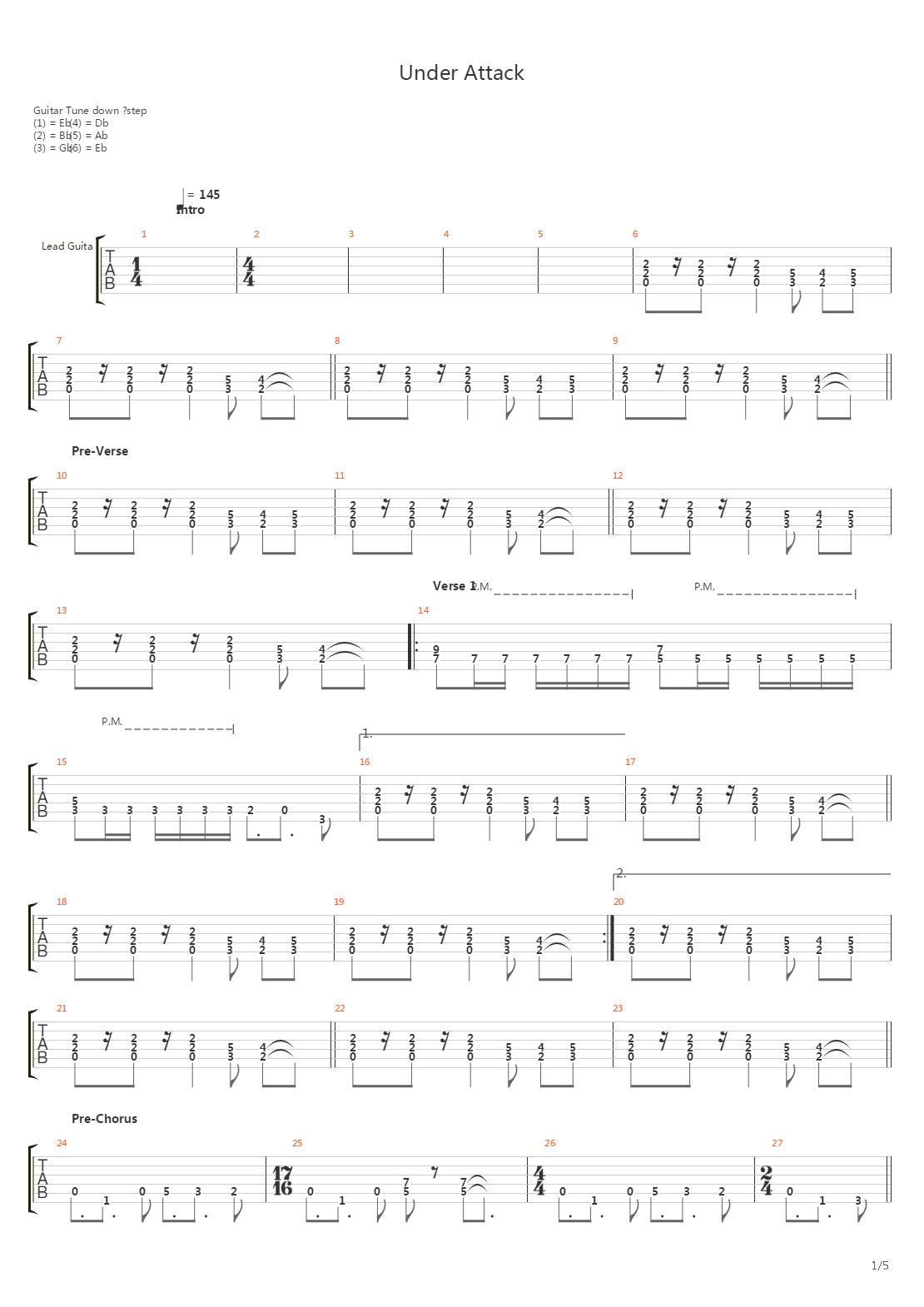 Under Attack吉他谱