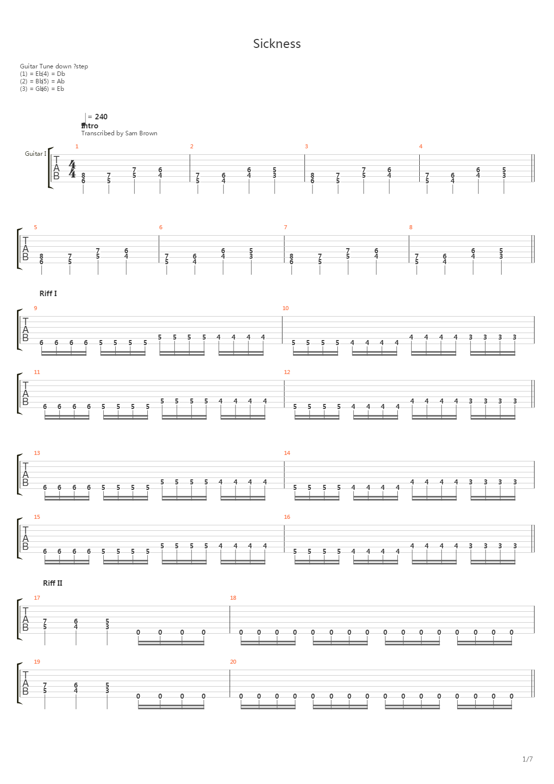 Sickness吉他谱