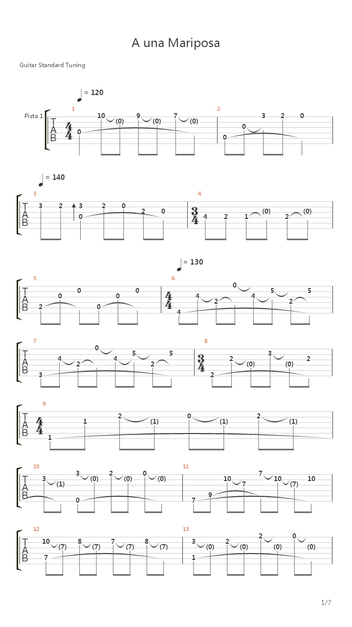 A Una Mariposa吉他谱