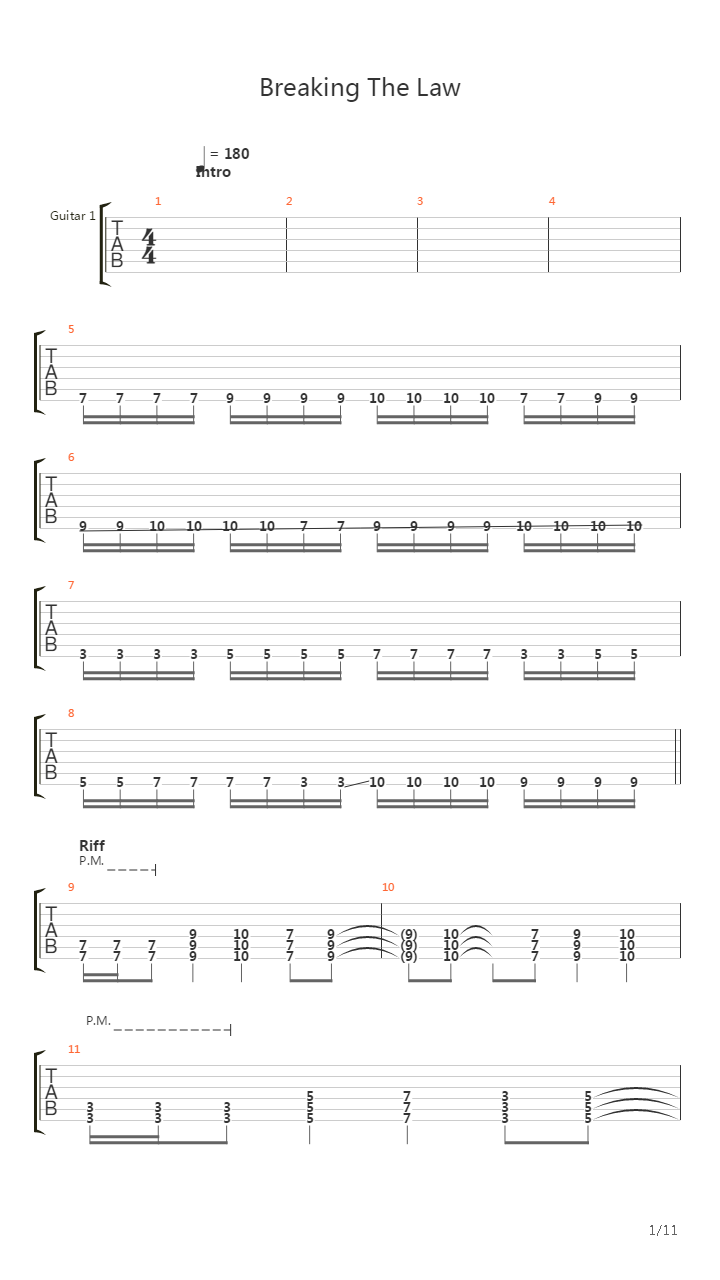 Breaking The Law吉他谱
