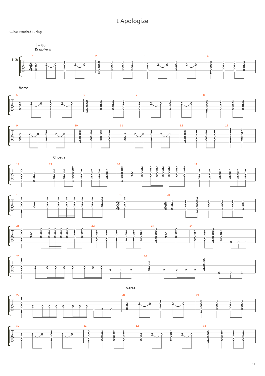 I Apologize吉他谱