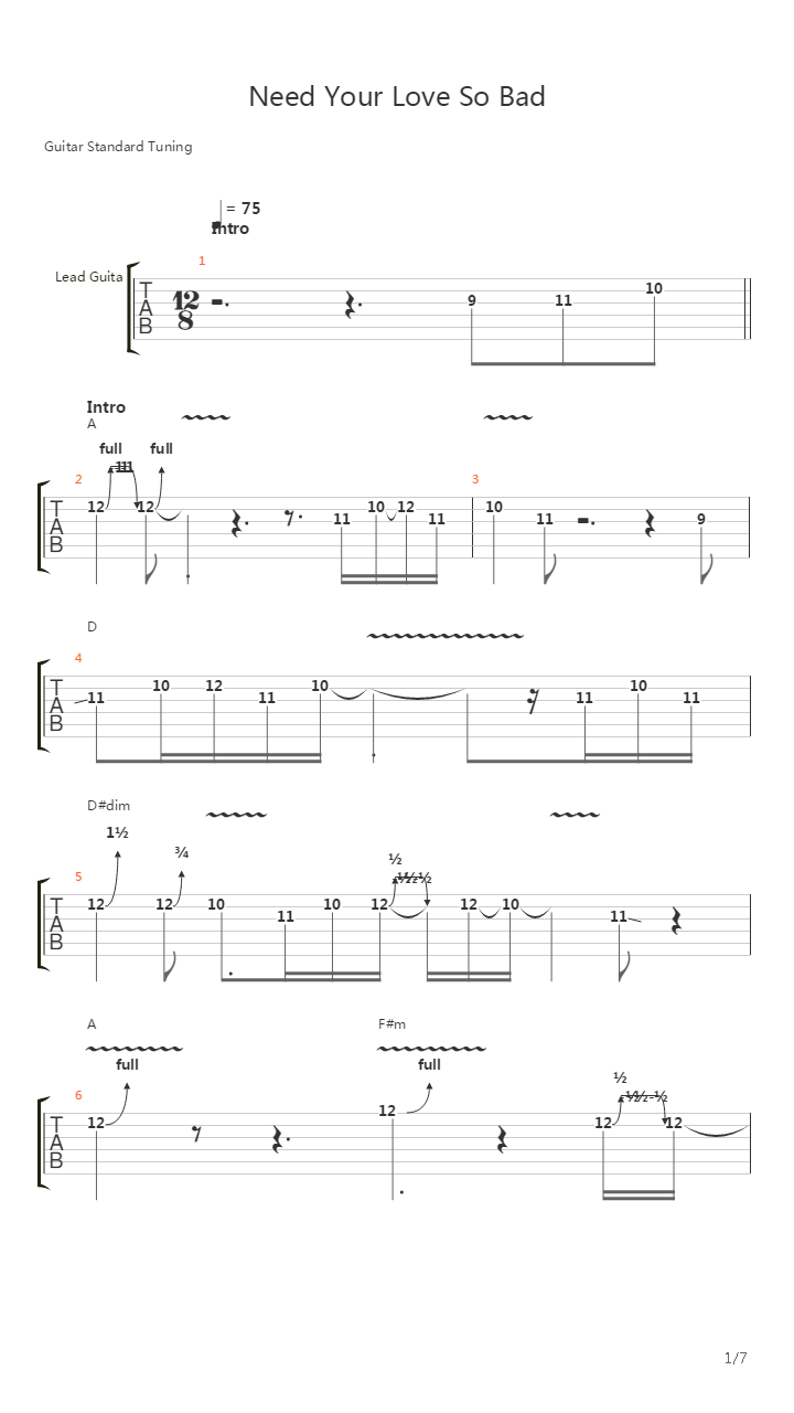 Need Your Love So Bad吉他谱