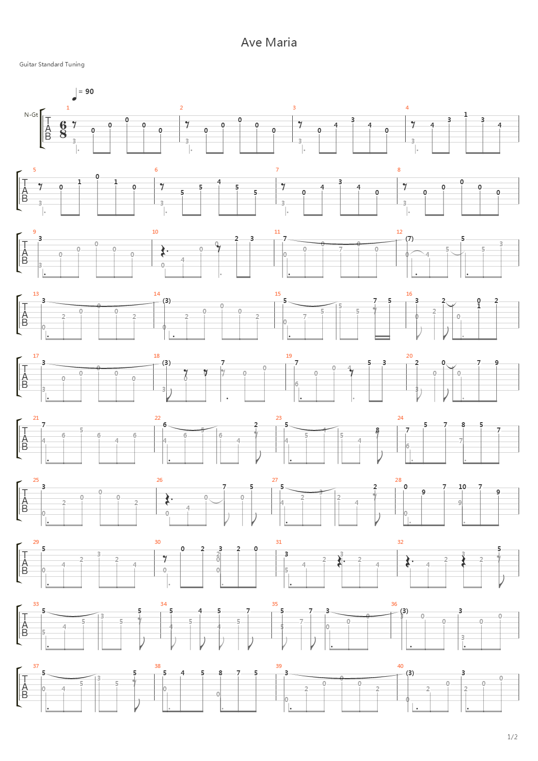 Ave Maria吉他谱