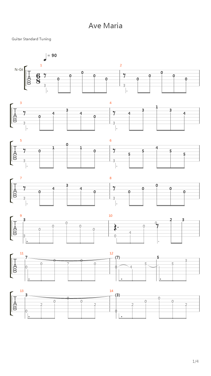Ave Maria吉他谱