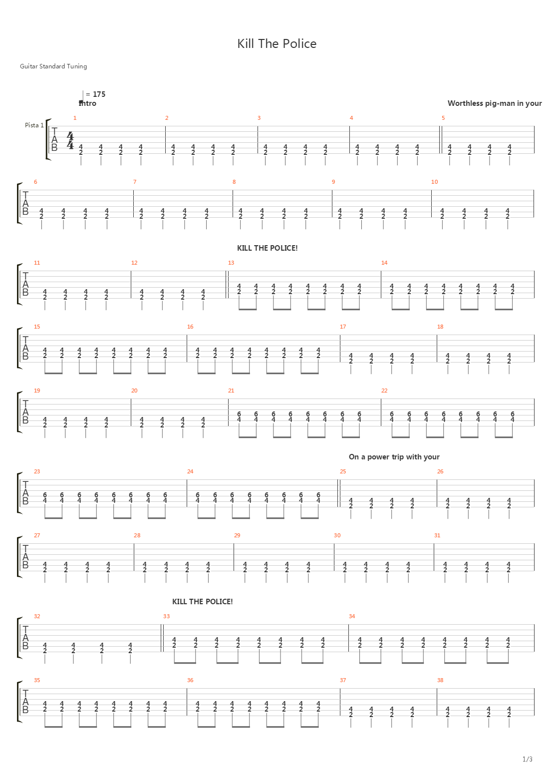Kill The Police吉他谱