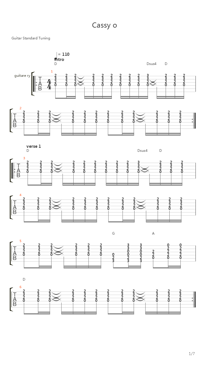 Cassy O吉他谱