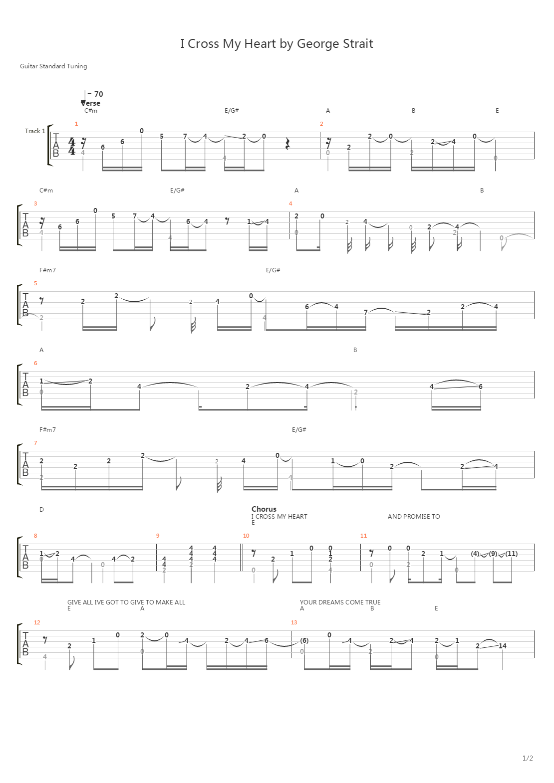 I Cross My Heart吉他谱