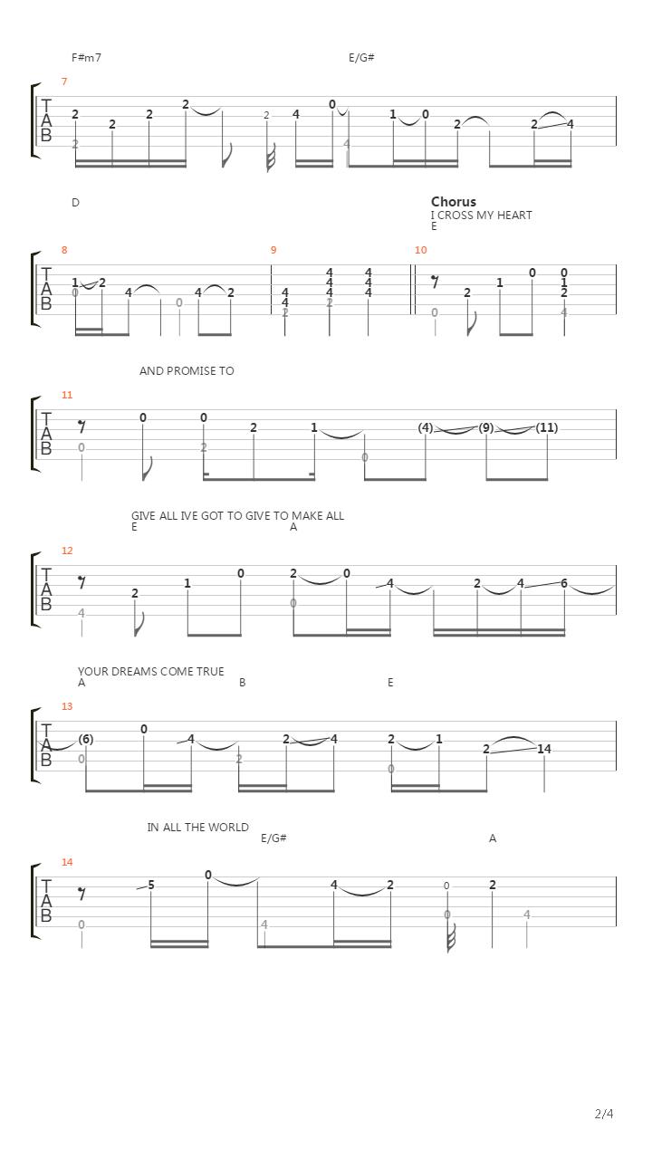 I Cross My Heart吉他谱