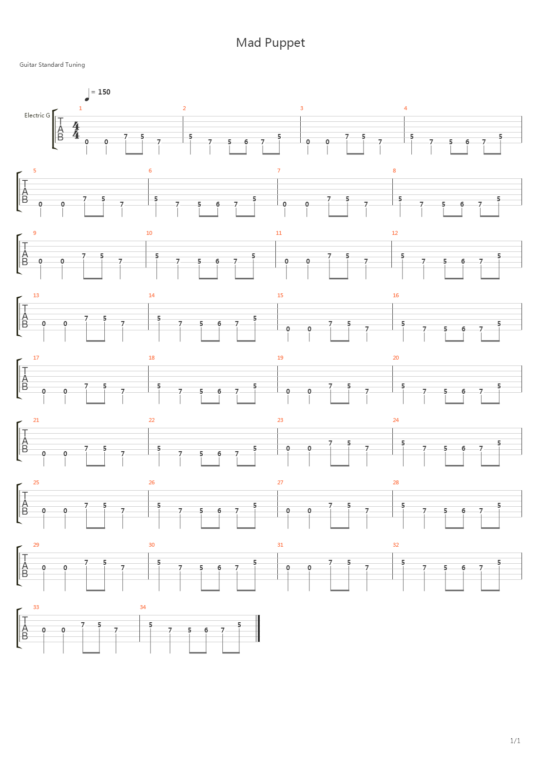 Mad Puppet吉他谱