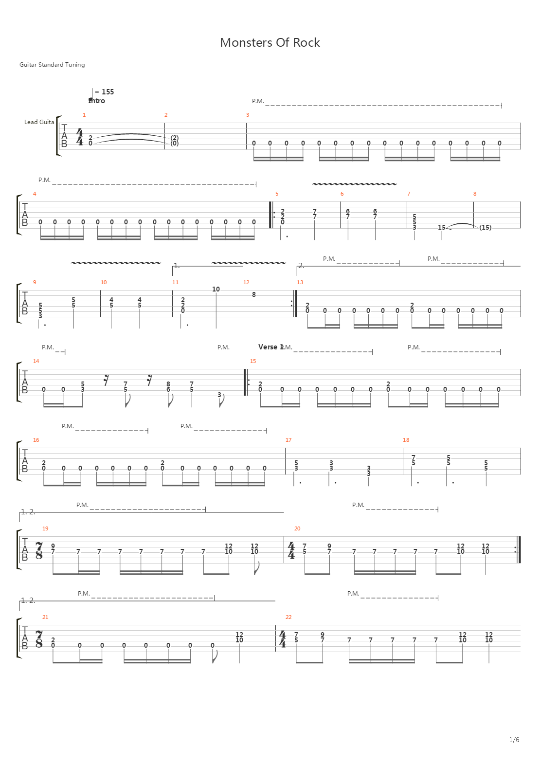 Monsters Of Rock吉他谱