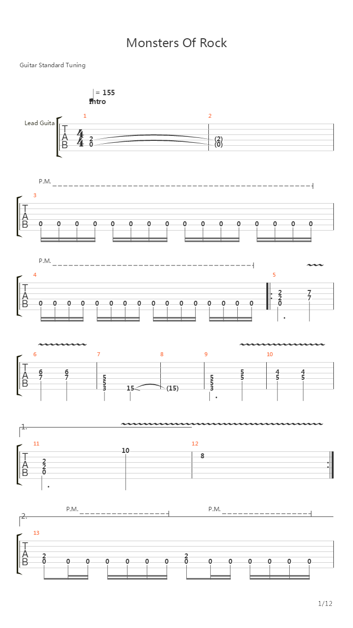 Monsters Of Rock吉他谱
