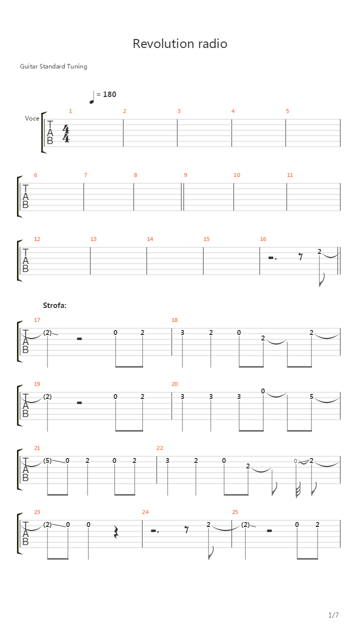 Revolution Radio吉他谱